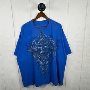 Vintage y2k Blue Oversized Skull Graphic Tee Size 3XL